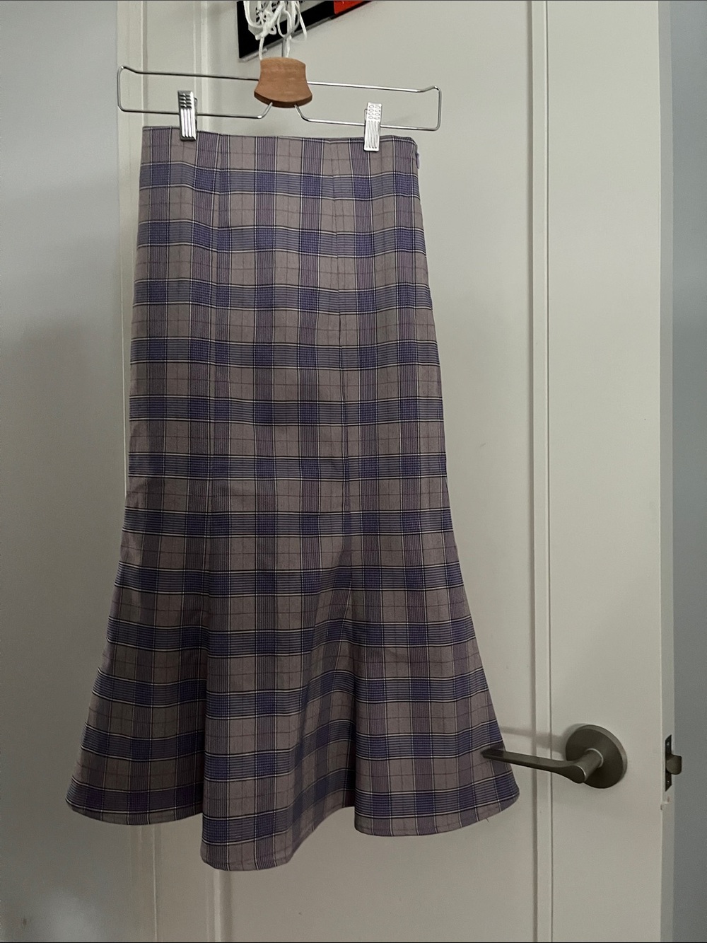 Plaid Skirt in Lavender and Cream